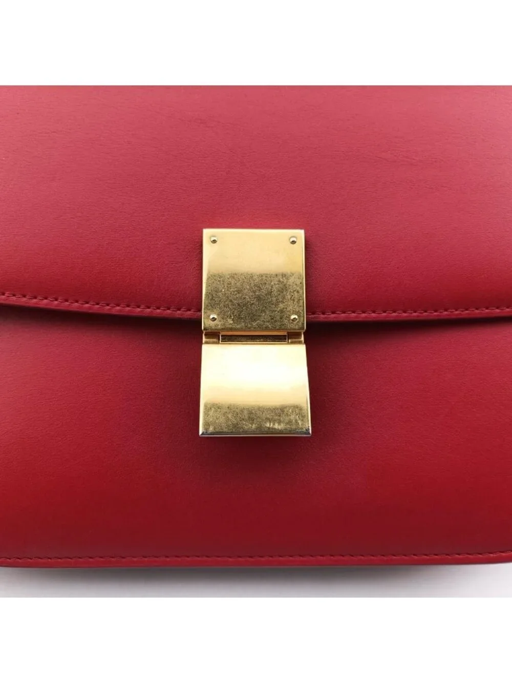 Celine Classic Box Red Leather Shoulder